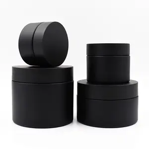 Wholesale 1oz 4oz 8oz wide mouth cosmetic Pet cream jars 30g 50g 100g 200g 250g plastic matte black jars with matte black lid
