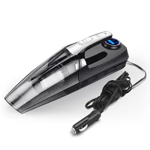 Penyedot Debu Mobil Portabel 4 In 1, USB Pengisian Daya Genggam Pembersih dengan Pompa Inflator Ban Digital Lampu LED