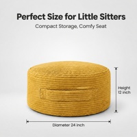 Pouf de rangement pliable en velours côtelé transparent, fait main, moderne, pour jouets en peluche, idéal pour chambre/école/appartement