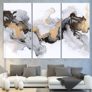 Printed <b>Canvas</b> Artwork: Gray Marble Print, Modern <b>Wall</b> Decor,SET OF 3 <b>CANVAS</b> - Product Image 3