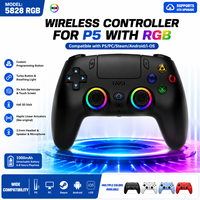 Manette de jeu sans fil RGB pour P5/PC/iOS/Android, double vibration, gâchettes adaptatives, manette de jeu pour les fêtes, cadeau pour enfants et adultes