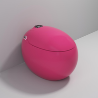 WC automatique électrique intelligent, cuvette ronde de couleur rose, forme d'œuf, toilette intelligente