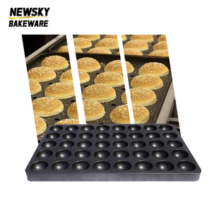 40 Cavity Hamburger <strong>Bun</strong> Baking Tray Non Stick Aluminum <strong>Burger</strong> <strong>Bread</strong> Mold Commercial Bakery Equipment For Food Processing Plant - Product Image 1