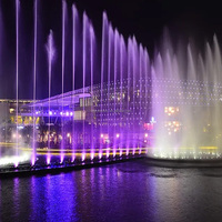 Fontaine aquatique commerciale LED personnalisée en acier inoxydable, spectacle de danse de l'eau et de la musique, design moderne de luxe, eau et feu
