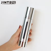 Flacon pompe sans air en aluminium argenté personnalisé de 15 ml, 30 ml, 50 ml, 80 ml, 100 ml, 120 ml pour sérum cosmétique et soins de la peau