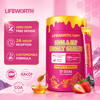 Complément Alimentaire Lifeworth Shilajit en Bâtonnets de Miel avec Safran, Shatavari et Arôme Fraise, Marque Privée OEM