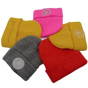 Venta caliente City Path Logo Cuff Beanie Hat Bordado Fleece Lined Gorras de invierno Barato Logotipo personalizado Venta al por mayor Toque Acanalado Deportes