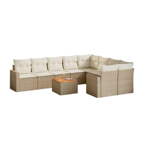Set Divano da Giardino in Rattan Beige 6 Posti Resistente alle Intemperie Arredamento da Esterno Design Contemporaneo - Product Image 1