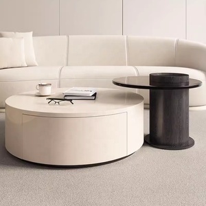 Ensemble de <span class=keywords><strong>table</strong></span> basse ronde de taille simple italienne <span class=keywords><strong>table</strong></span> basse de comptoir <span class=keywords><strong>en</strong></span> <span class=keywords><strong>verre</strong></span> trempé peinture légère - Product Image 3