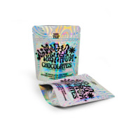 Sachet holographique en Mylar imprimé sur mesure, pochette à fermeture éclair autoportante, emballage irisé en feuille métallisée pour chocolats, bonbons, snacks et aliments pour animaux de compagnie