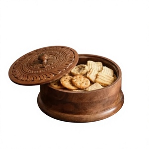 Solid <b>Wooden</b> Handcrafted Chapati <b>Box</b> Natural Roti Keeper <b>Storage</b> Container with Flip Top Lid Stackable & Eco-Friendly - Product Image 4