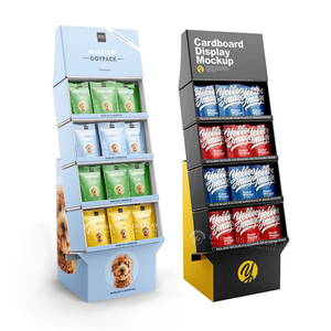 Customized 4-Tier Foldable Portable Corrugated Cardboard Freestanding Display <strong>Stand</strong> for <strong>Food</strong> Snacks Candy Eco-Friendly Material - Product Image 3