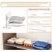 Étagère de rangement en plastique haute transparence pour sacs à main, pour armoire de salle de bain, 6 bases, 8 séparateurs, organisateur gain de place