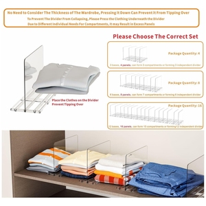 Présentoir de rangement en acrylique pour sacs à main, pour armoire, 6 bases et 8 séparateurs, organisateur gain de place - Product Image 6