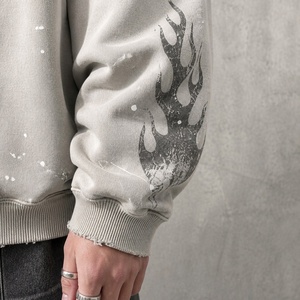 Felpa con Cappuccio Oversize da Uomo con Zip in Tessuto Terry Vintage, Design Effetto Invecchiato, Sbiadito dal Sole, Consumato e Lavato con Acido - Product Image 3