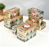 Boîtes en métal personnalisées pour cadeaux de Noël, tiramisu rectangulaire, qualité alimentaire, faciles à transporter, avec fermeture, réutilisables, pour bonbons, biscuits, chocolat, café