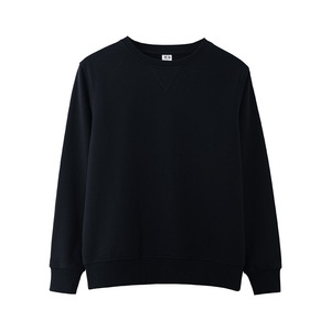 Jersey de rizo francés de color sólido personalizado para hombre, sudaderas informales de manga larga con capucha GSM pesada, jersey de cuello redondo, sudadera - Product Image 5
