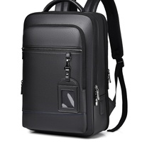 Sac à dos pour ordinateur portable de voyage d'affaires haut de gamme pour hommes, grande capacité, élégant et tendance, sac d'école imperméable en PU et polyester