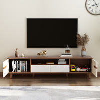 Meuble de plancher bas d'angle à cadre en bois massif Meuble TV de salon de petite taille et de grande taille Meuble TV de chambre à coucher de couleur noyer