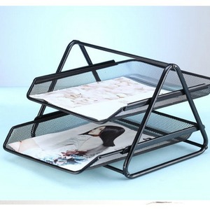 Metal <b>File</b> Rack 34x26.5x8.5 Cm Single Layer Black Office <b>Storage</b> Box With Cover For Document Organization - Product Image 4