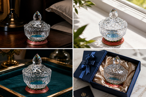 Caixa de Joias Vintage de Cristal Esmaltado com Base Pintada à Mão e Vidro K9 Iridescente Arco-Íris para Presente de Aniversário para Mulheres - Product Image 6