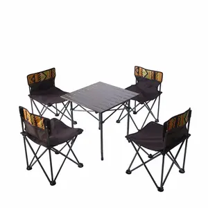 Meja berkemah luar ruangan, meja dan kursi berkemah portabel, meja piknik santai Aluminium