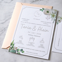 Papier Coton Blanc Personnalisé Style Ins avec Texte Gaufré et Motifs Colorés pour Cartes d'Invitation de Mariage et d'Anniversaire