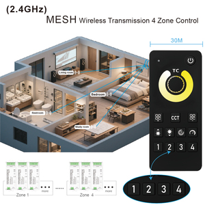C212A Aipin 2,4G Mesh Group Sync Control multizona de <span class=keywords><strong>4</strong></span> zonas 48V Dual Warm/Cold Tunable White <span class=keywords><strong>LED</strong></span> Strip Light PWM <span class=keywords><strong>Controller</strong></span> - Product Image 5