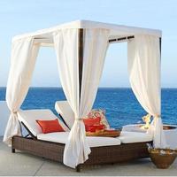 Sofa Daybed Bambu untuk Luar Ruangan, Halaman, Taman, Balkon, Pantai, Vila, Resort, Minimalis Modern, Nyaman, Tahan Cuaca