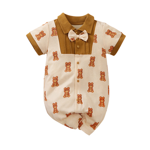 <span class=keywords><strong>Tutina</strong></span> Estiva per Neonati 0-24 Mesi, 100% Cotone, Manica Corta con Stampa Orsetto, Abbigliamento per Bambini - Product Image 1