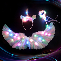 Costume de carnaval pour enfants, ensembles d'ailes de plumes lumineuses, ailes d'anges à plumes lumineuses