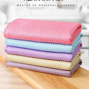 ผ้าเช็ดจานไมโครไฟเบอร์สีทึบดูดซับน้ำได้ดี แห้งเร็ว ผ้าทำความสะอาดในครัวอเนกประสงค์สำหรับหม้อและกระทะ - Product Image 1