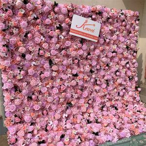 Kewei 004 3D ติดผนังงานแต่งงานดอกไม้สีม่วงอ่อนดอกกุหลาบลิลลี่สีชมพูม้วนขึ้นฉากหลังดอกไม้ประดิษฐ์สำหรับเวทีการจัดงาน - Product Image 6