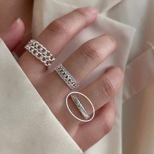 <span class=keywords><strong>Bague</strong></span> en argent pour femme <span class=keywords><strong>2023</strong></span> New Niche Design ins Light Luxury Index Finger Ring Personalized Couple Ring - Product Image 4