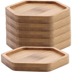 Maceta hexagonal <span class=keywords><strong>de</strong></span> bambú al por mayor, posavasos tallado para bebidas y maceta para flores, suculento platillo, soporte para maceta - Product Image 1