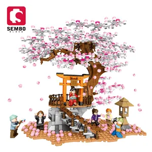 Sembo конструктор 601076 1165 + шт. Сакура пейзаж в средней горе Детский развивающий конструктор «сделай сам» вишневый цвет конструктор наборы игрушек