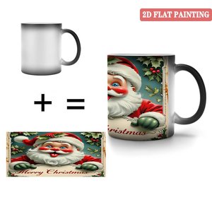 Taza Mágica Negra Esmerilada de 11 oz, Taza de Cerámica que Cambia de Color con el Calor, Diseño Navideño de Santa Claus - Product Image 4