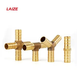 Brass Barbed Fitting Straight Tee Cross & Y type Pneumatic & Plumbing for Air and Water Hose Quick fitting Connectors | Laize