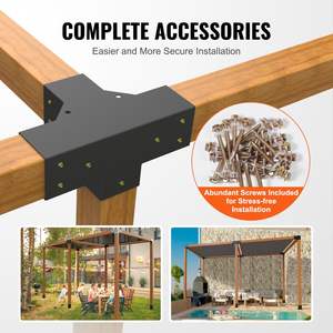 Heavy-Duty 4''x4'' 2pcs 4-Way Corner <b>Bracket</b> Kit for Patio Furniture Woodworks DIY <b>Post</b> Base Easy Installation Outdoor Pergola - Product Image 5