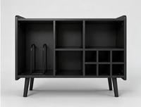 Armoire de salon noire sur mesure avec pieds pour le salon, directement de l'usine