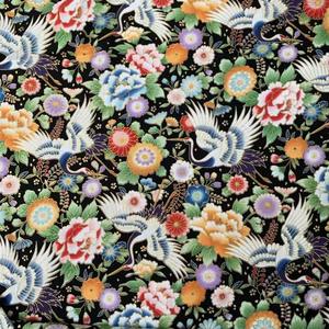 Tissu en coton japonais métallisé Lurex de style oriental, motif traditionnel de grue pour vêtements masculins, nappe, pardessus - Product Image 3