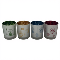 Porte-bougie en verre de Noël gravé électrolytiquement avec logo, décoratif pour la Chine WA22927