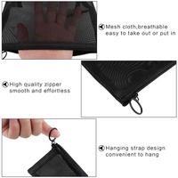 Pochette de rangement en maille avec fermeture éclair, personnalisable avec logo et couleurs, pour la maison, le bureau, les voyages, les cosmétiques, les articles de toilette et le maquillage, avec sangle de suspension