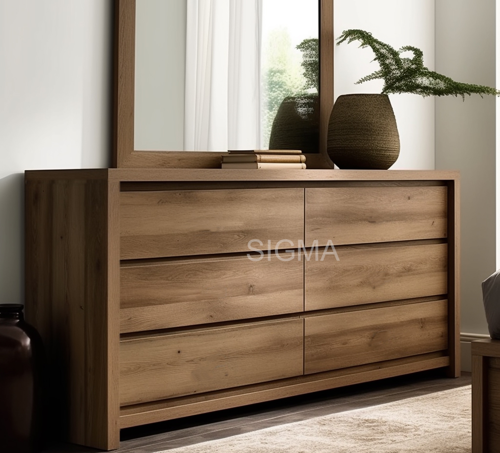 High Quality Indoor furniture living room furniture Luxury oak Bedside Table solid wood 6-drawer cabinet