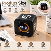 Minuteur numérique OEM Pomodoro Cube 60 minutes avec compte à rebours visuel et alarme pour la productivité au bureau, à la maison et en étude