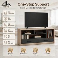 Ahşap TV Medya Konsolu, Açık Bölmeli, Plak Saklama Alanlı, İki Çekmeceli, Modern Oturma Odası TV Dolabı