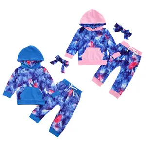 TT-484 New fashion tie dye baby girl clothes 2 piece set 4t girl girl sports clothes sets