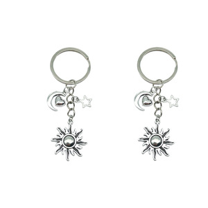 Antique Silver Sun Moon Star <b>Keychain</b> Zinc Alloy Portable Jewelry Accessory For Creative DIY Gifts ER543 - Product Image 1