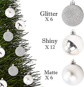 24 pezzi di palline da appendere di natale ornamenti albero di natale di Halloween-decorazioni infrangibili per l'albero di natale festa di nozze - Product Image 6