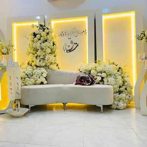 NIKA LED luz cálida telón de fondo pared MARCO DE Metal blanco 3D cuadrado telón de fondo arco conjunto para eventos de boda salón de fiesta - Product Image 6